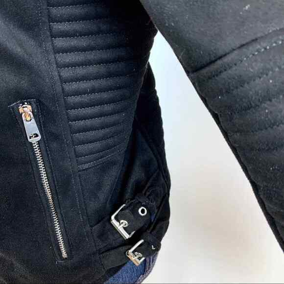 YMI Faux Suede Black Moto Jacket Asymmetrical Zipper sm - Picture 4 of 8